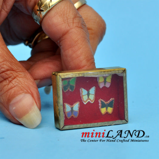 Butterfly showcase dollhouse miniature 1:12 picture metal