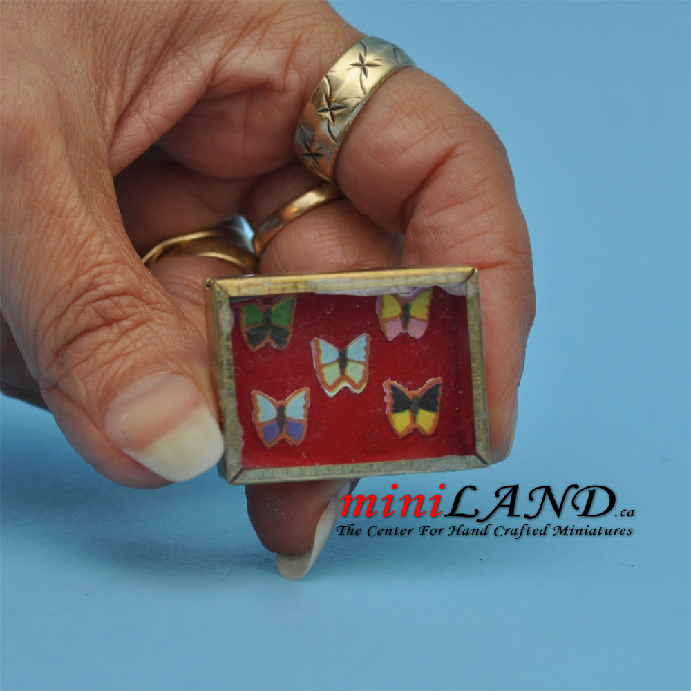 Butterfly showcase dollhouse miniature 1:12 picture metal