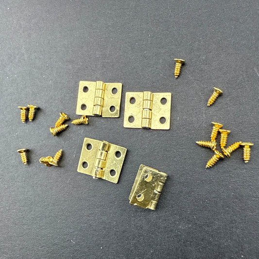 1:12 Scale Dollhouse Miniature set of 4 Brass Hinges with 16 micro screws - Hard to find