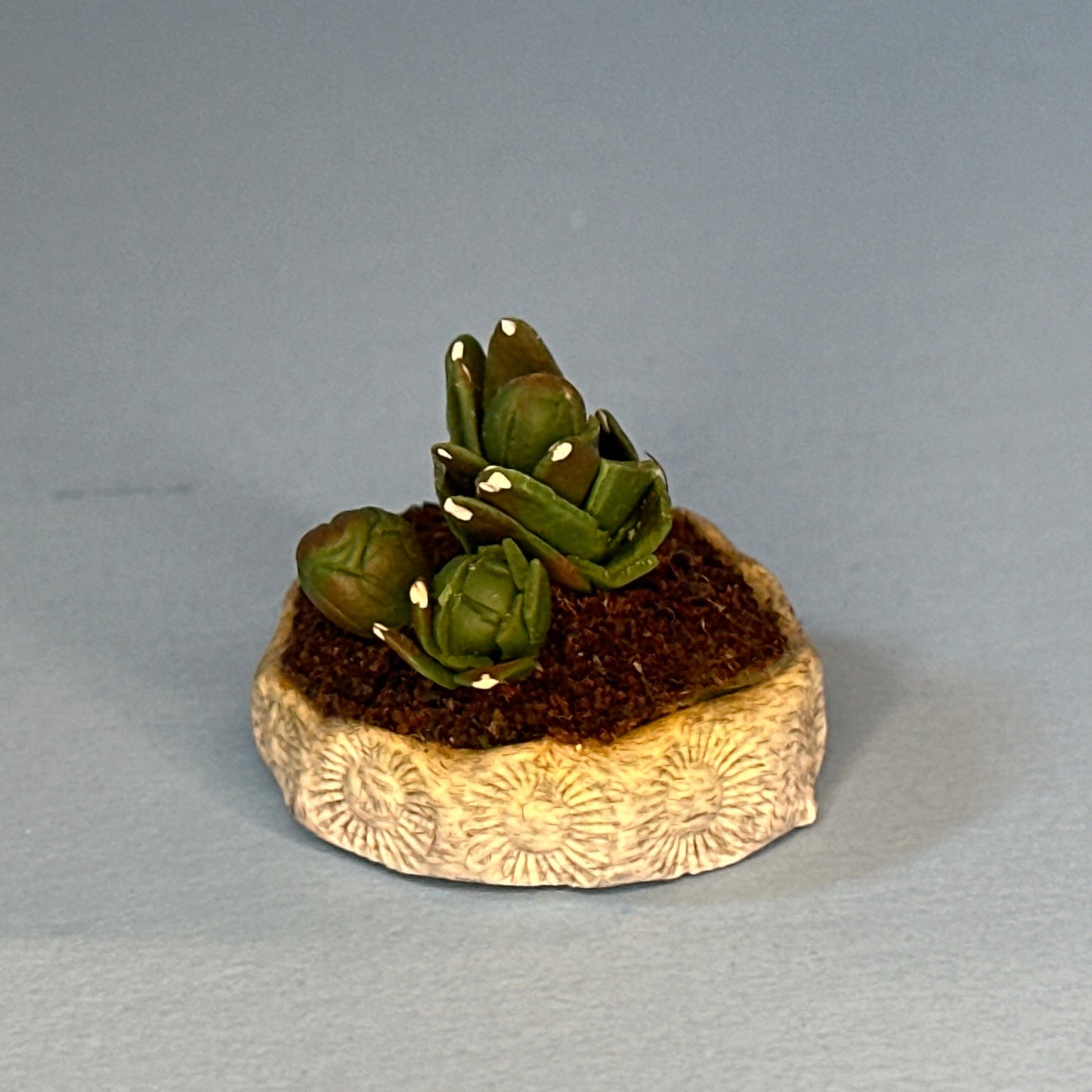 Miniature Handmade Cactus in a Gray Pot – 1:12 Scale