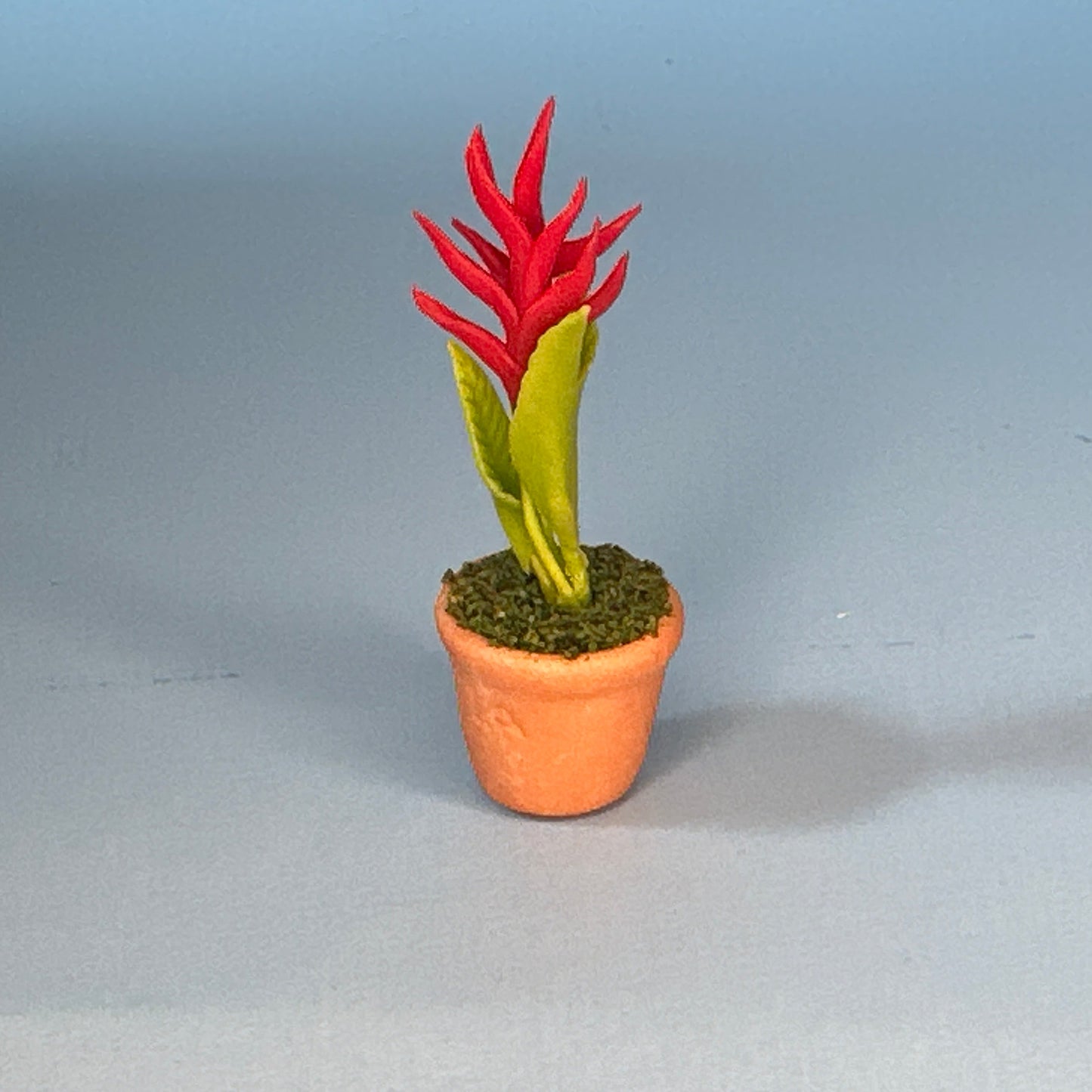 House potted plant pot for dollhouse miniature 1:12 scale Red Flowers