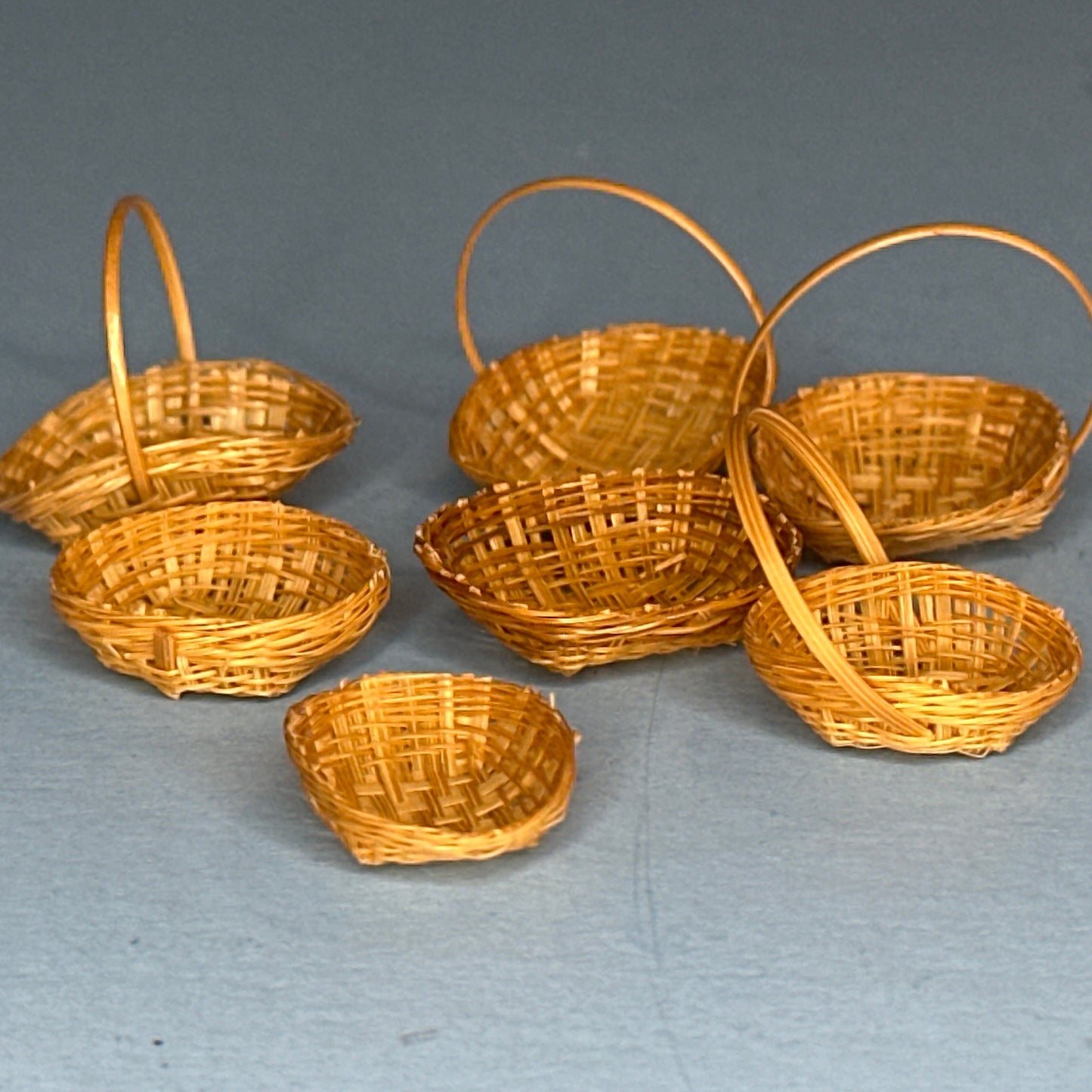 1:12 Scale Miniature Wicker Basket Set – 7 Pieces