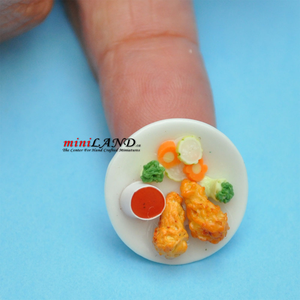 Meal on a plate fish for dollhouse miniature 1:12 scale Handmade