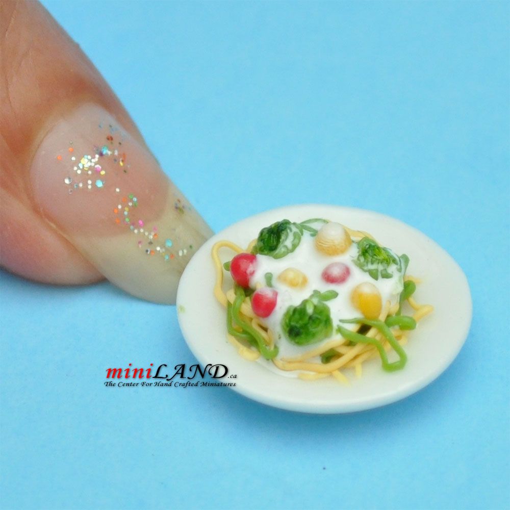 Meal on a plate salad for dollhouse miniature 1:12 scale Handmade