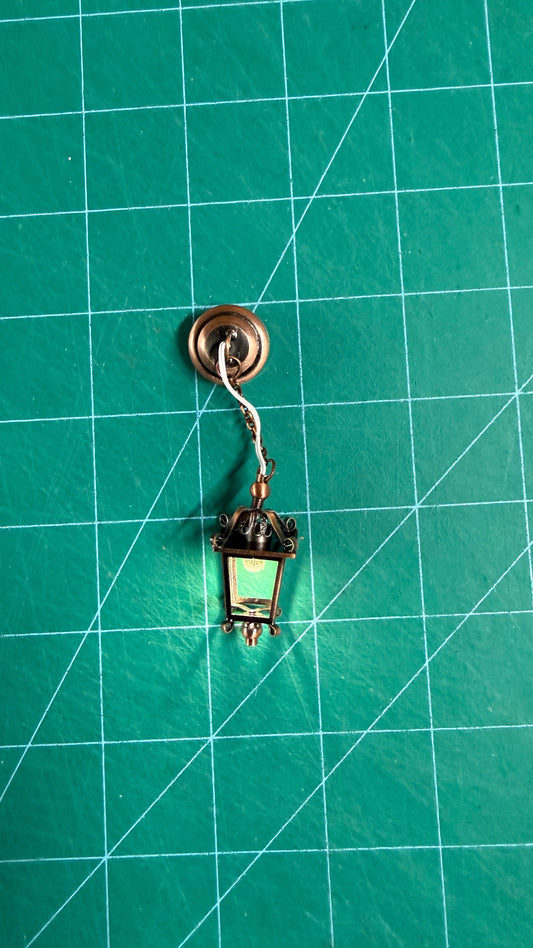 Lantern hanging lamp gunmetal COPPER LED Super bright with On/off switch for 1:12 dollhouse miniature
