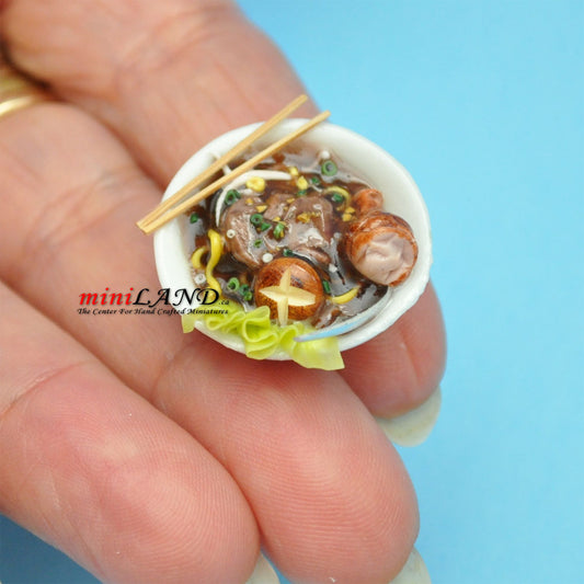 A bowl of soup dollhouse miniature 1:12 scale Handmade FND04