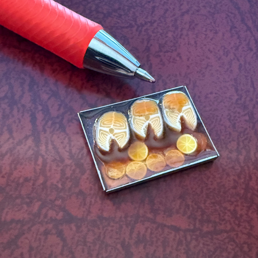 Salmon on a Tray for dollhouse miniature 1:12 scale Handmade Z8 1:12 scale