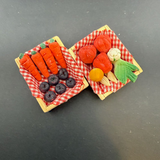 Set of 2 Economical Miniature Wooden Vegetable Crates – 1:6 Scale