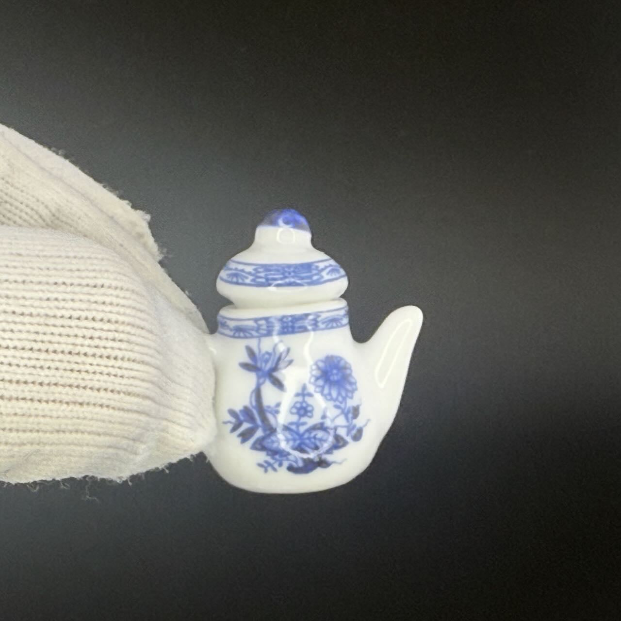 Blue Delft Economical 1:6 Scale Miniature Porcelain Tea Set – Teapot, Large Serving Plate, 2 Cups, Saucers, Sugar Bowl & Creamer (Copy)