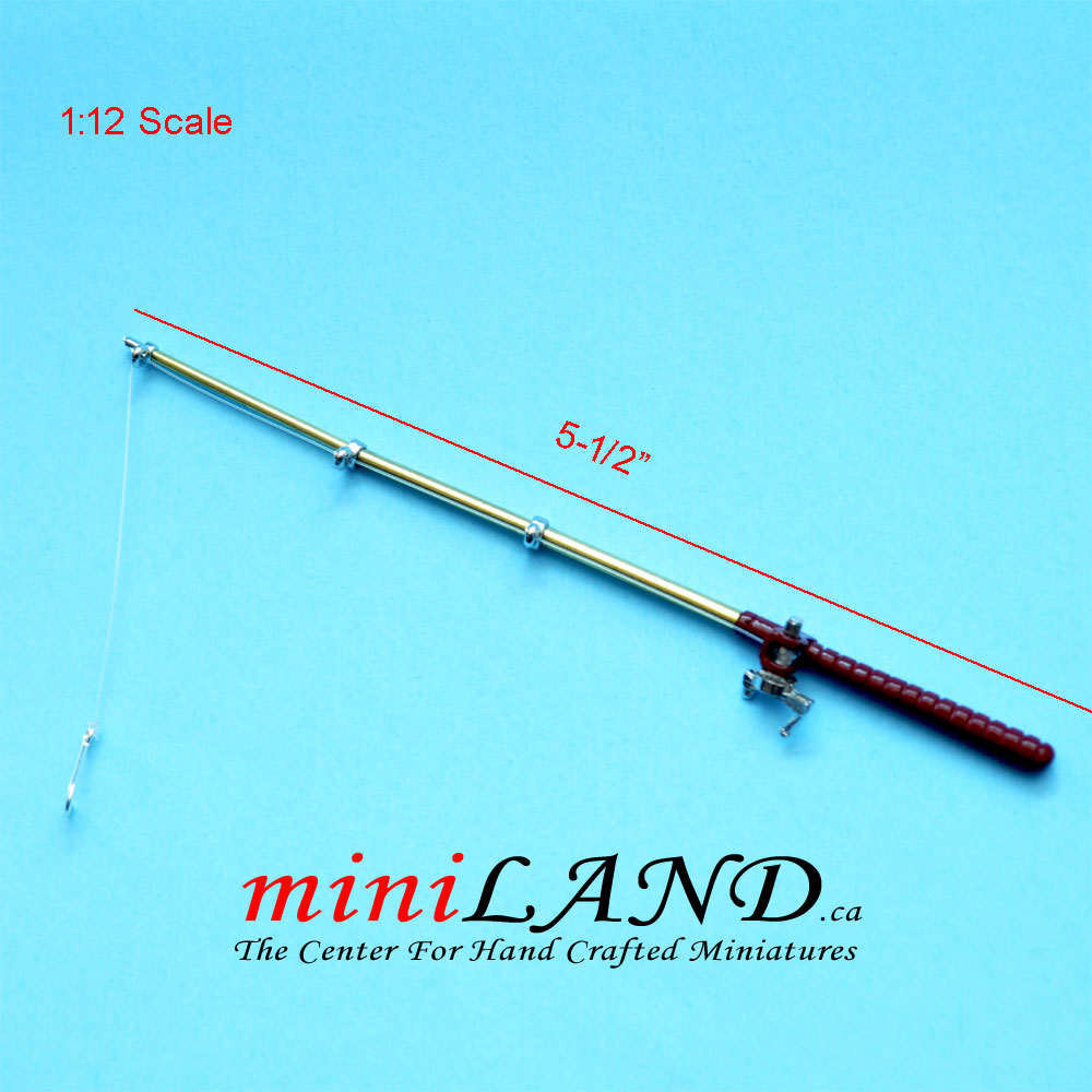 Fishing rod with hook dollhouse miniature 1:12 scale