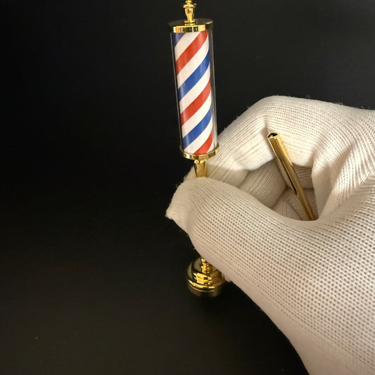 Miniature Illuminated Barber Pole Sign in 1:12 Scale Touchless Wand Activation light LED Dollhouse