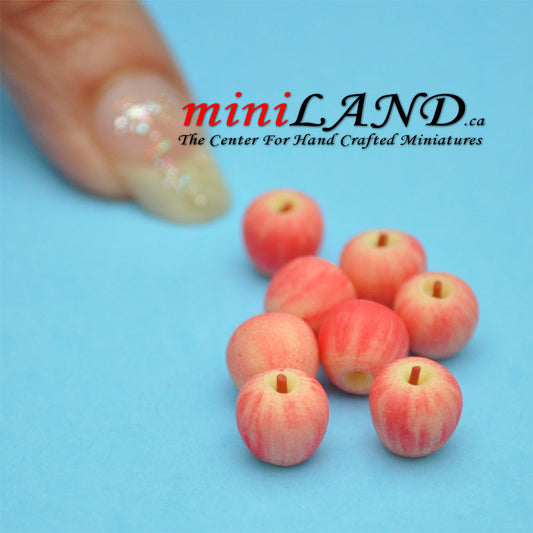 Lot de 8 pommes Gala en vrac pour maison de poupée, miniatures, aliments, fruits, LF01