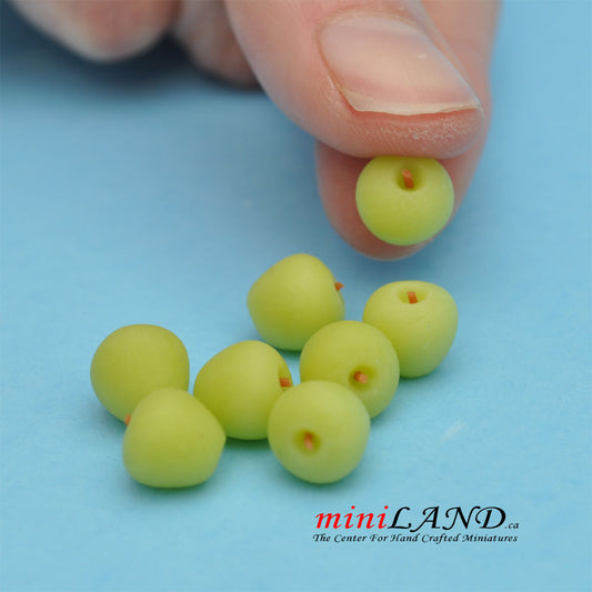 Lot de 8 pommes vertes en vrac pour maison de poupée, miniatures, aliments, fruits, LF02, échelle 1:12