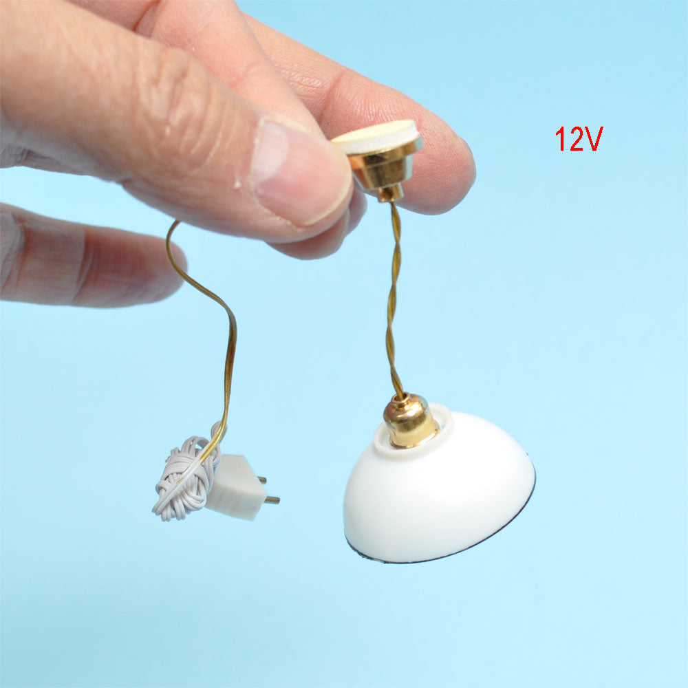 Miniature 12V white ceiling Lamp for Dollhouse Light with Plug – 1:12 Scale