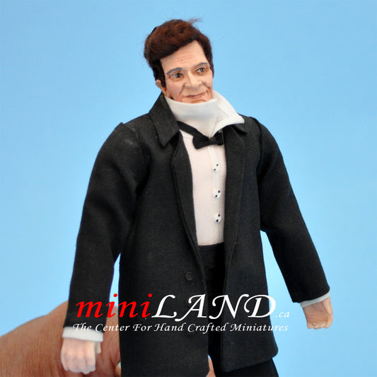 Poupée pliable pour maison de poupée 1:12 - enseignante femme prof professeur lunettes porcelaine avec pièces de pliage pour positionnement de position plier les poupées