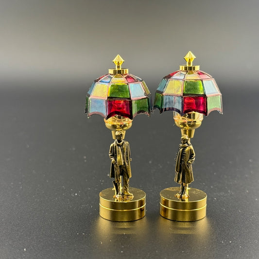 Romantisches Miniatur-Paar Puppenhauslampen für Sie und Ihn, berührungslose Bedienung mit Wand, Schlafzimmer-LED, 1:12, Tiffany-Licht, Hirsch, Reh, Tiffany-Hirsch