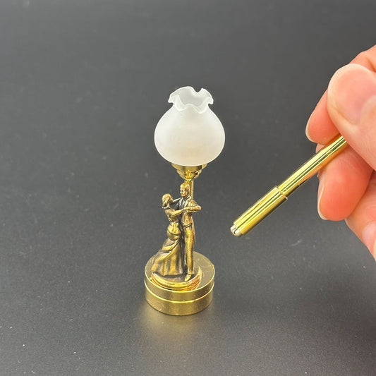 Romantic dance Miniature Touchless operation with Wand 1:12 table lamp LED for Dollhouse table light solid brass