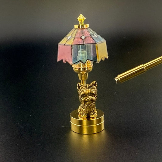 Yorkshire Terrier Miniature Touchless operation with Wand 1:12 table lamp LED for Dollhouse table light solid brass