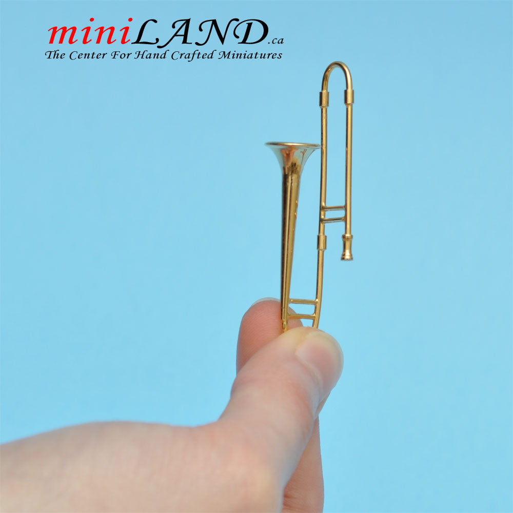 Miniature trombone instrument for Dollhouse 2-1/4" long