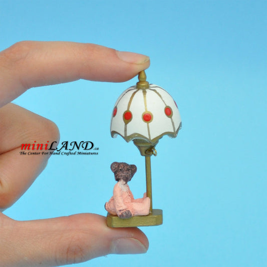 Side table lamp dollhouse miniature 1:12 scale nonworking bear