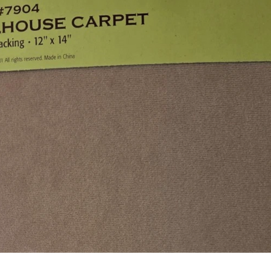 1:12 Scale Dollhouse Carpet – Beige Foam-Backed, 12” x 14”
