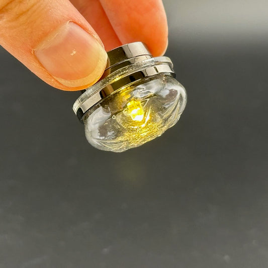 Miniature GUNMETAL BLACK ceiling lamp Touchless operation with Wand clear glass shade LED 1:12 scale for dollhouse No-touch No-Switch