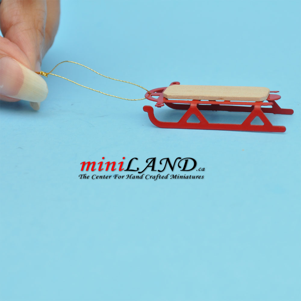 Red Sledge Dollhouse miniature 1:12 Christmas