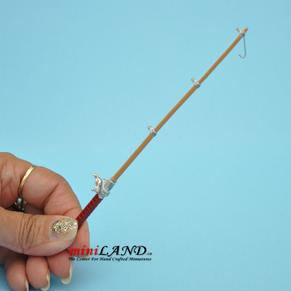 Fishing rod with hook dollhouse miniature 1:12 scale
