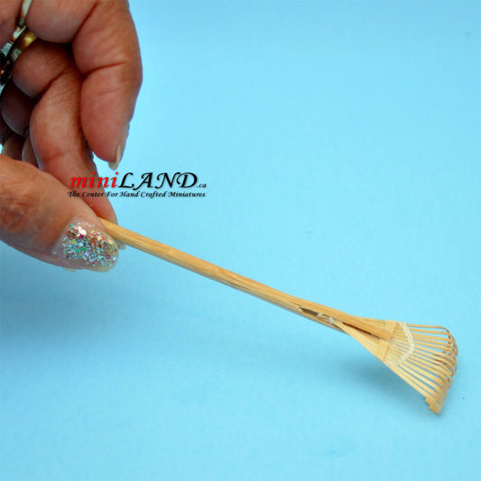 Old time Wooden outdoor rake dollhouse miniature 1:12 scale