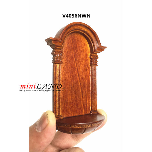 Wall niche unit 1:12 scale for dollhouse miniatures walnut wood