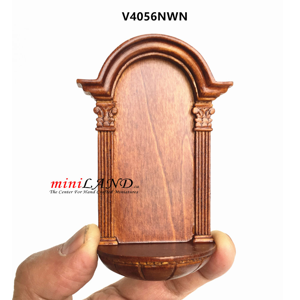 Wall niche unit 1:12 scale for dollhouse miniatures walnut wood