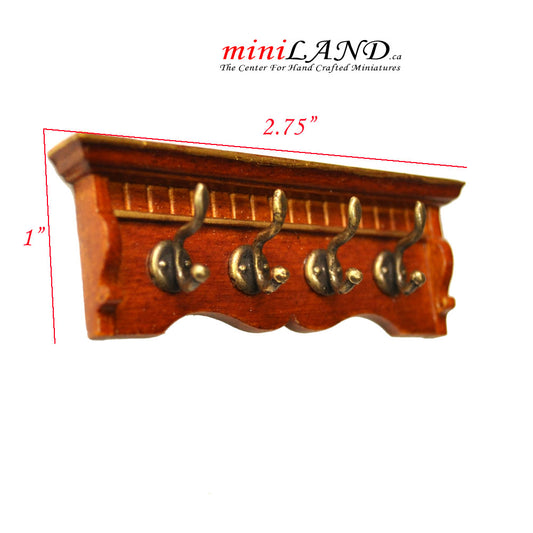 Victorian Wooden WALNUT Coat rack metal hangers for 1:12 dollhouse miniature (Copy) (Copy)