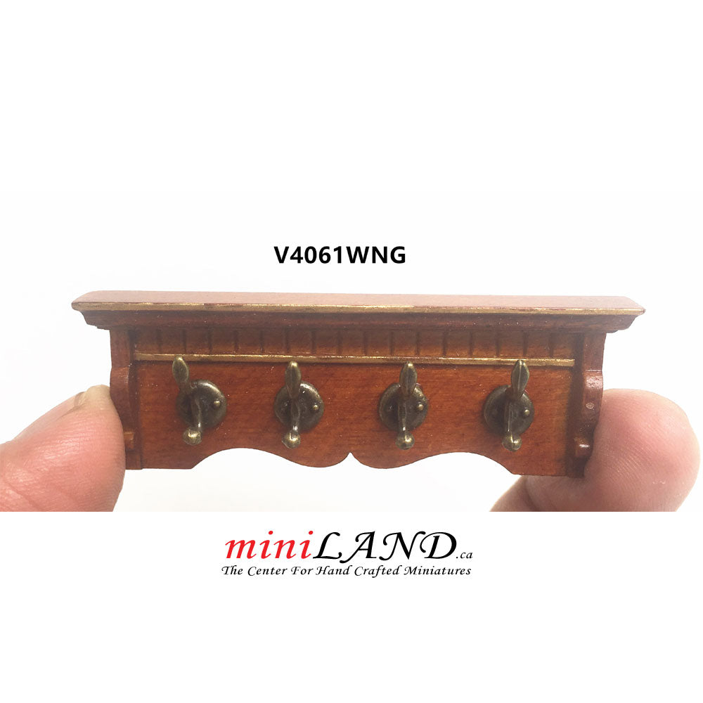 Victorian Wooden WALNUT Coat rack metal hangers for 1:12 dollhouse miniature (Copy) (Copy)