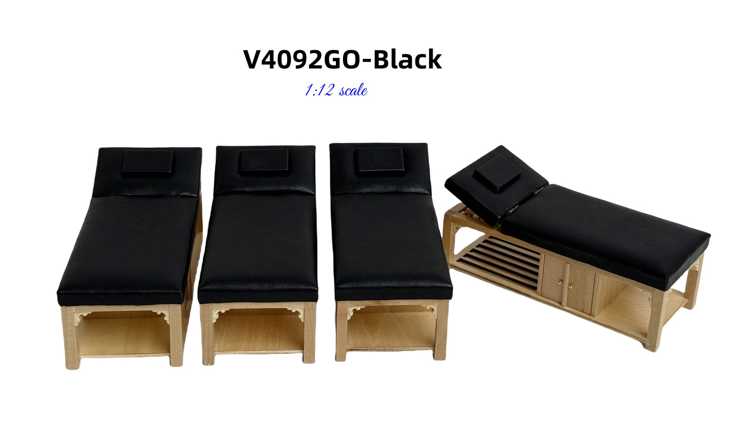 Miniature 1:12 Scale Massage/ Treatment Bed for Dollhouses Black
