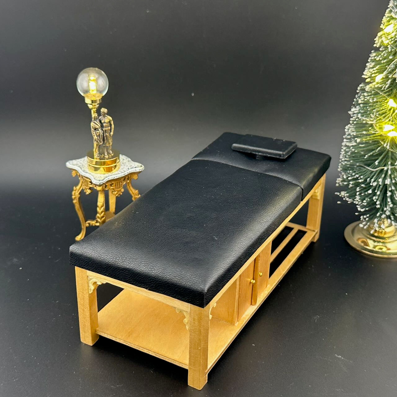 Miniature 1:12 Scale Massage/ Treatment Bed for Dollhouses Black