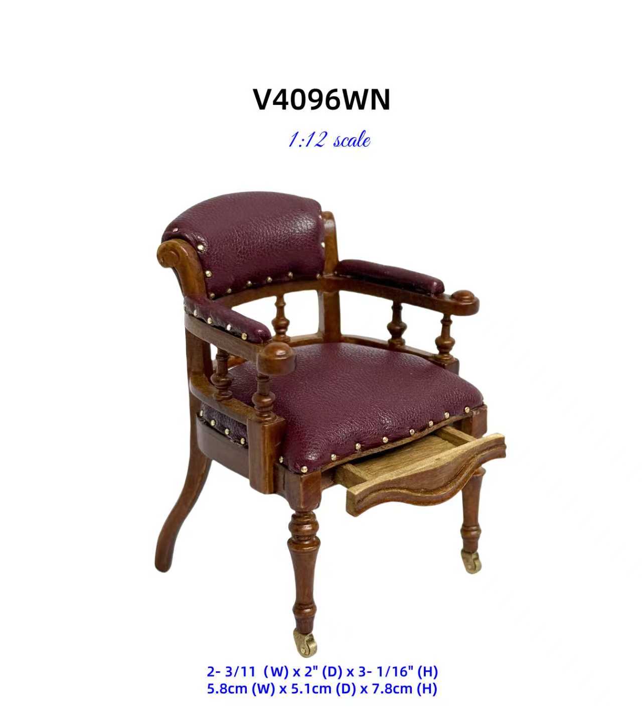 Miniature 1:12 Victorian Desk & Chair Set with Secret Drawers, Gold Bars, Hidden Compartments & Accessories – English 1860 Style