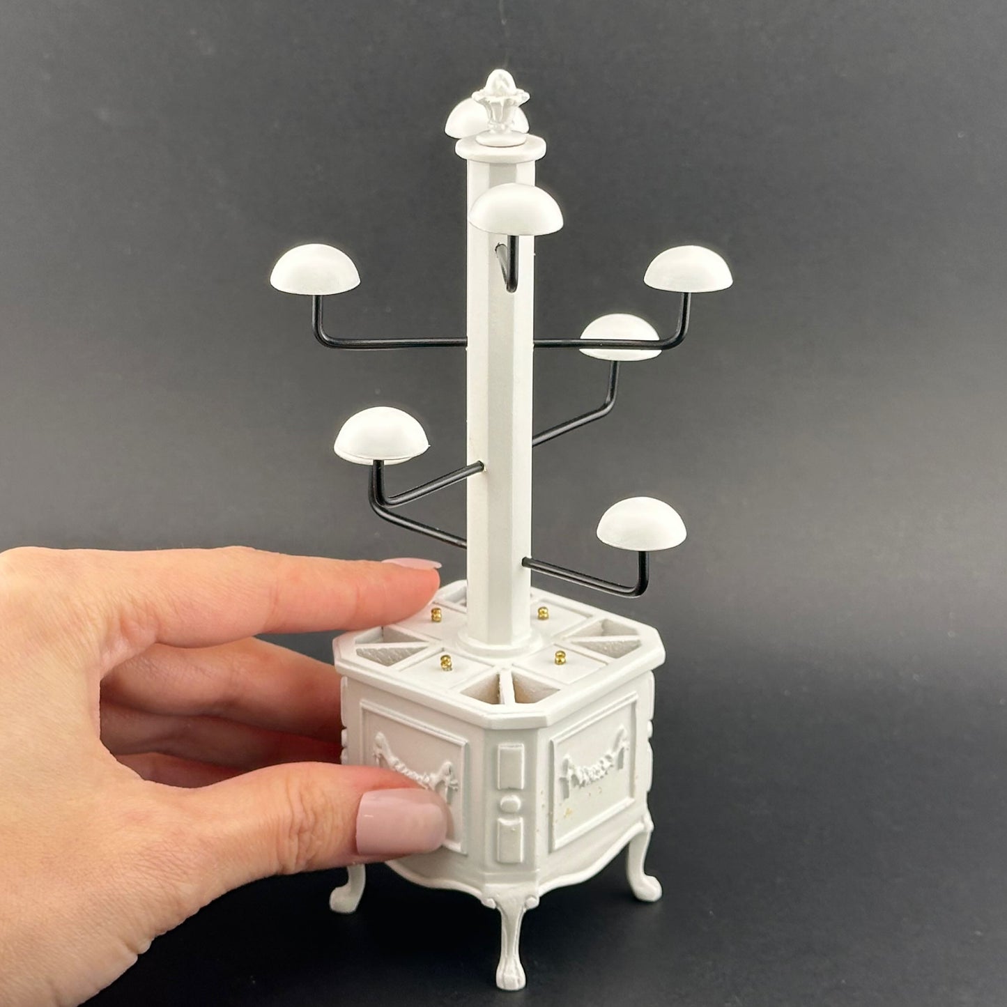 Victorian hats scarves and gloves display rack stand dollhouse miniature 1:12 scale White
