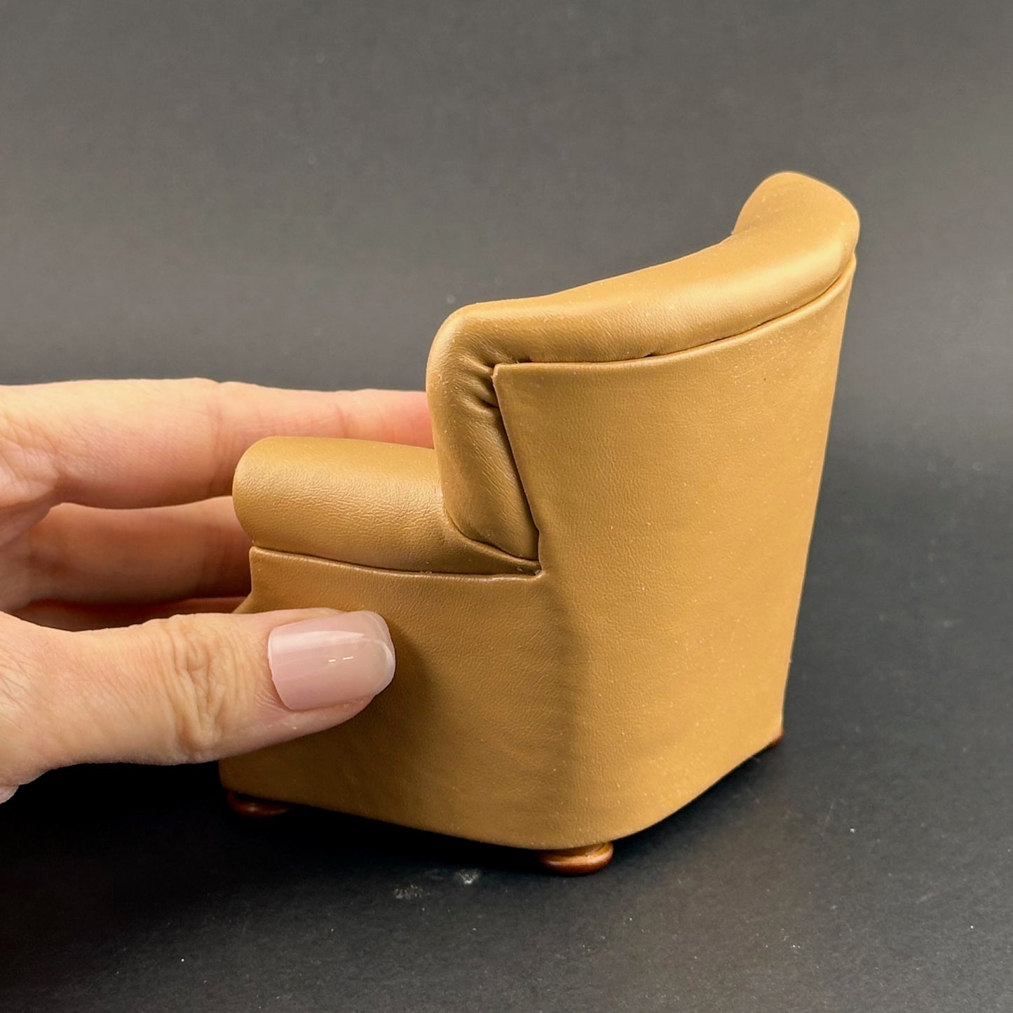 English Armchair for dollhouse miniature 1:12 scale "Camel Brown" chair