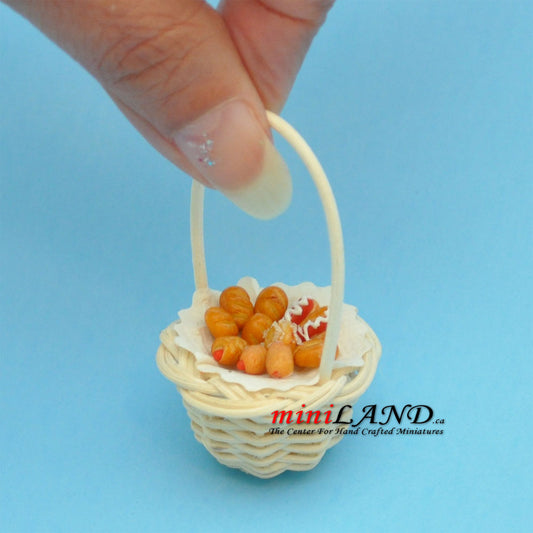 Korb mit Kuchen Donuts Puppenhaus Miniaturen 1:12 CC0001
