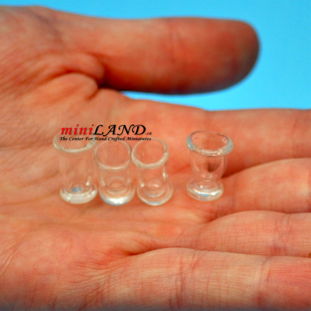 Set of 4 Glass clear for dollhouse miniatures 1:12 scale