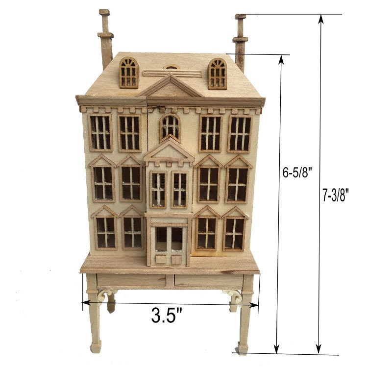 Victorian Dollhouse for dollhouse with table walnut 1:144 miniature house for 1/12 rooms V4023 WN