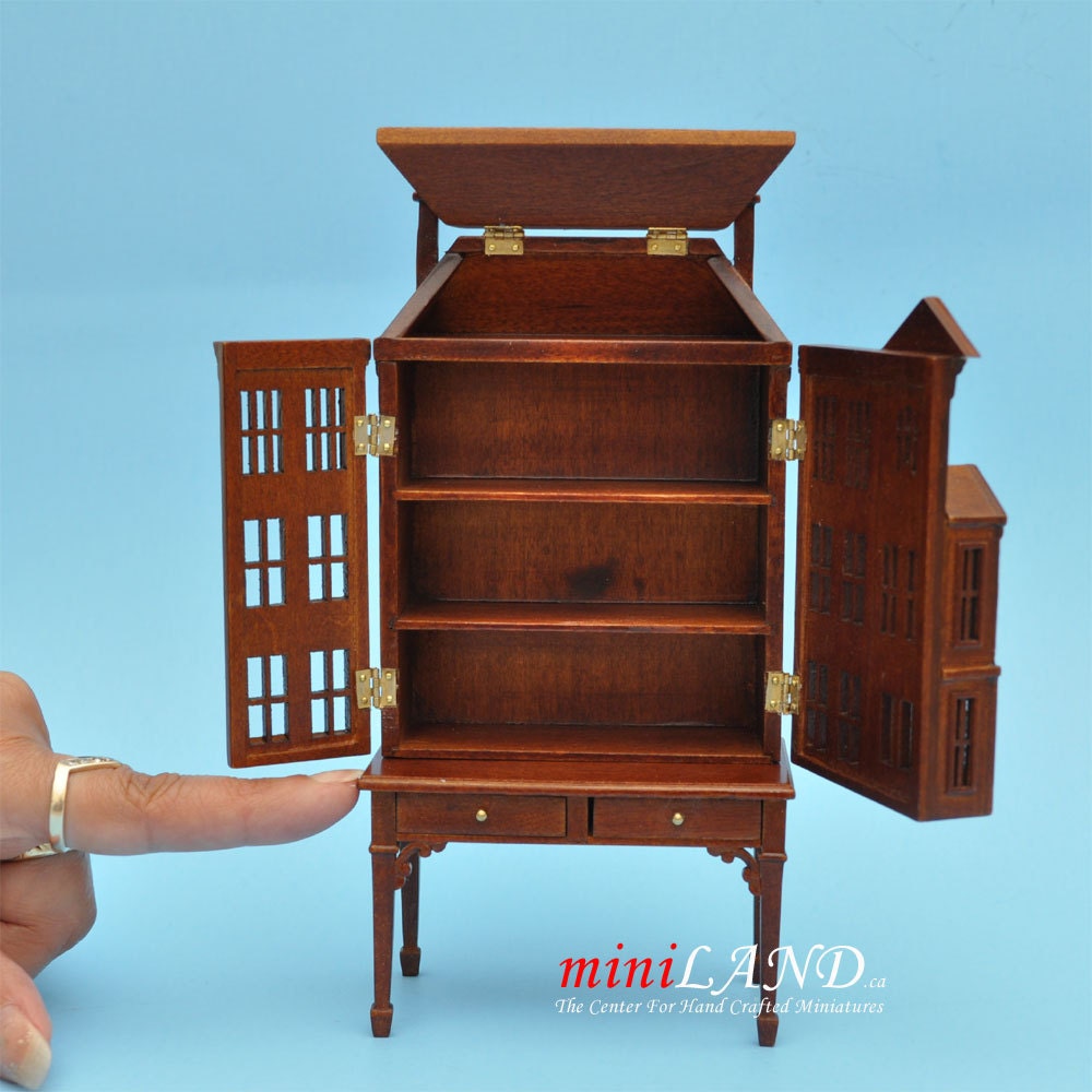 Victorian Dollhouse for dollhouse with table walnut 1:144 miniature house for 1/12 rooms V4023 WN