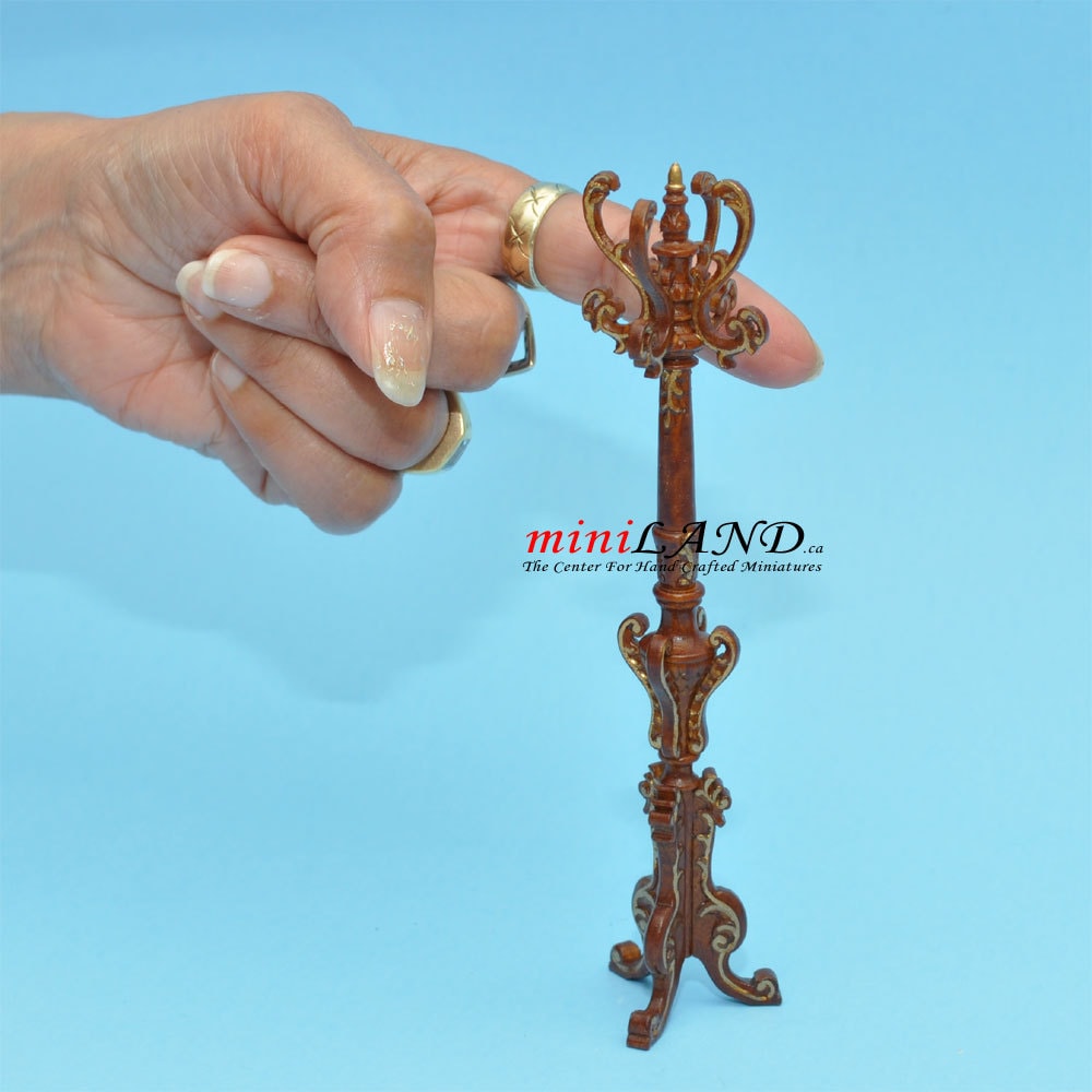 Victorian coats and hats rack stand dollhouse miniature 1:12 scale Walnut V4034