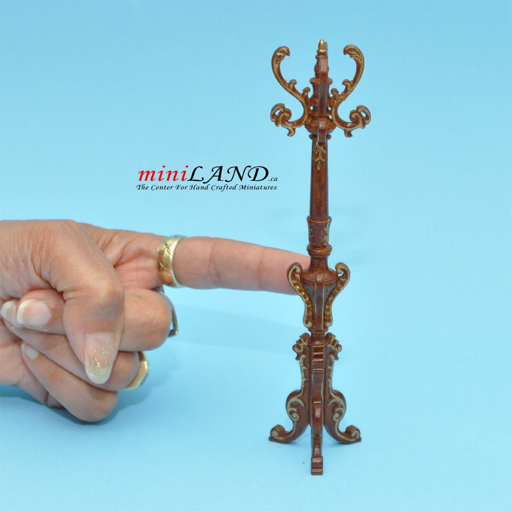 Victorian coats and hats rack stand dollhouse miniature 1:12 scale Walnut V4034