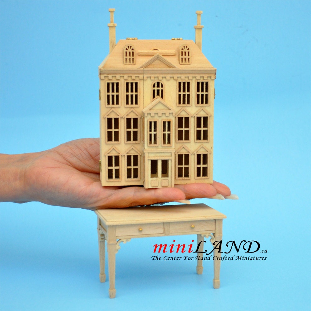 Victorian Dollhouse for dollhouse with table unfinished unpainted 1:144 miniature house for 1/12 rooms V4023 UF