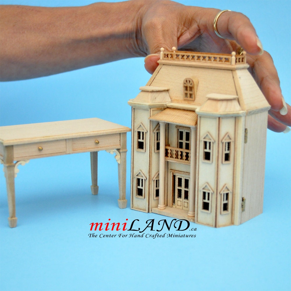 Georgian Dollhouse for dollhouse with table unfinished unpainted 1:144 miniature house for 1/12 rooms Top Quality