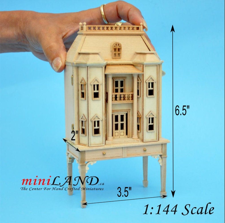 Georgian Dollhouse for dollhouse with table unpainted unfinished 1:144 miniature house for 1/12 rooms