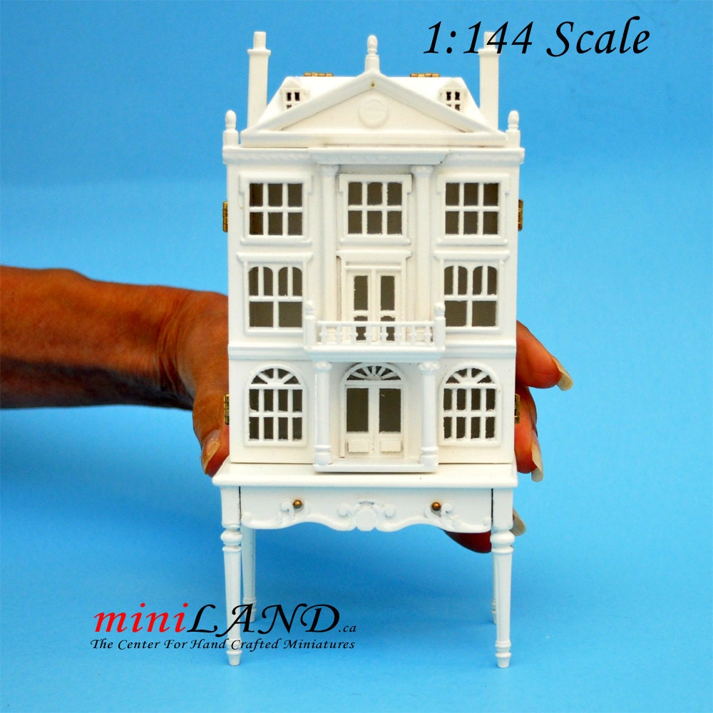 Maison de poupée coloniale pour maison de poupée avec table BLANC 1:144 maison miniature pour pièces 1/12