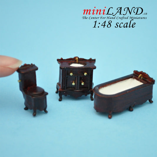 1:48 1/4"  Scale bathroom set Toilet, bathtub, sink 3pcs MH  1/48 Top Quality Q1450 MH