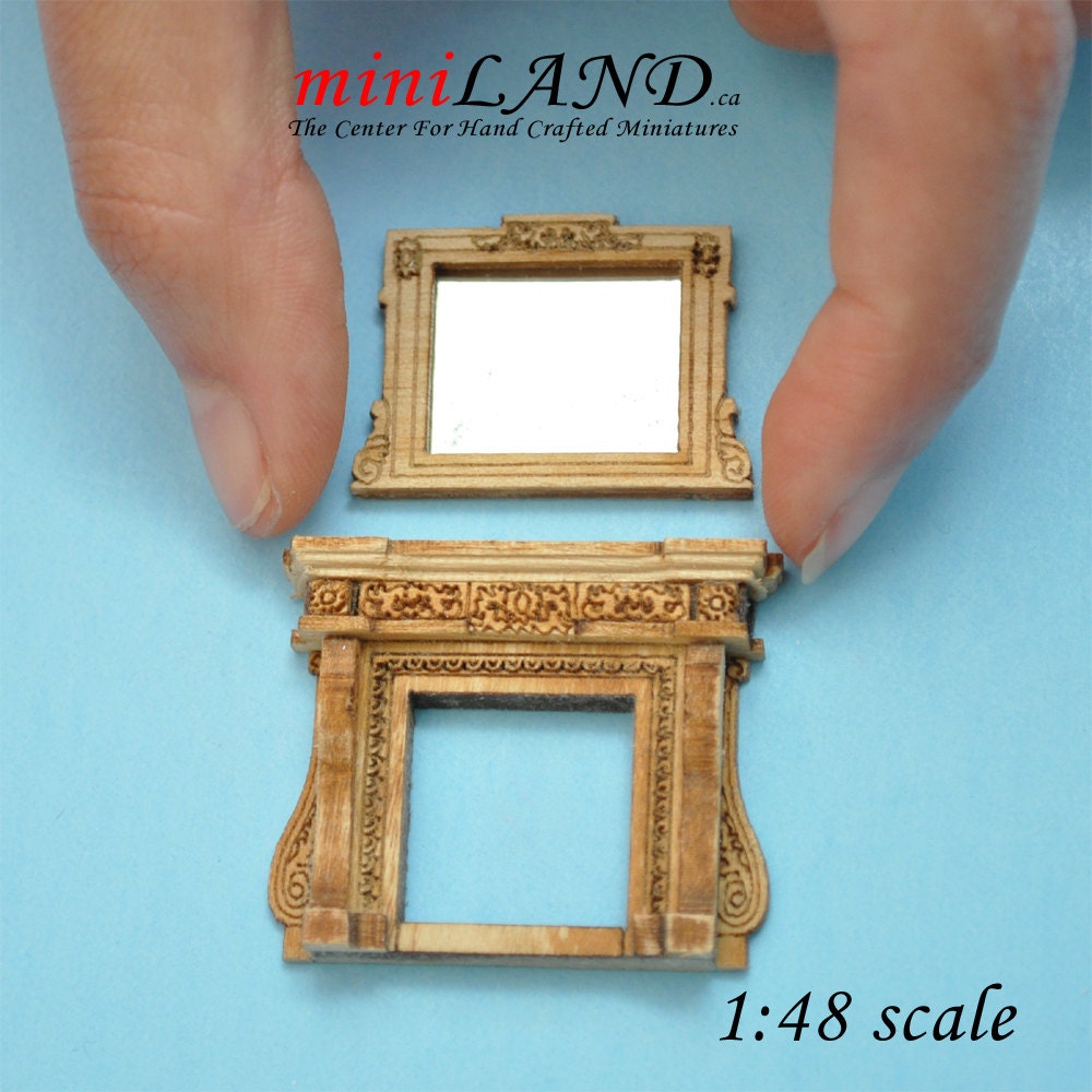 1:48 1/4" Fireplace and mirror unfinished unpainted 1/48 Top Quality Q1515 UF